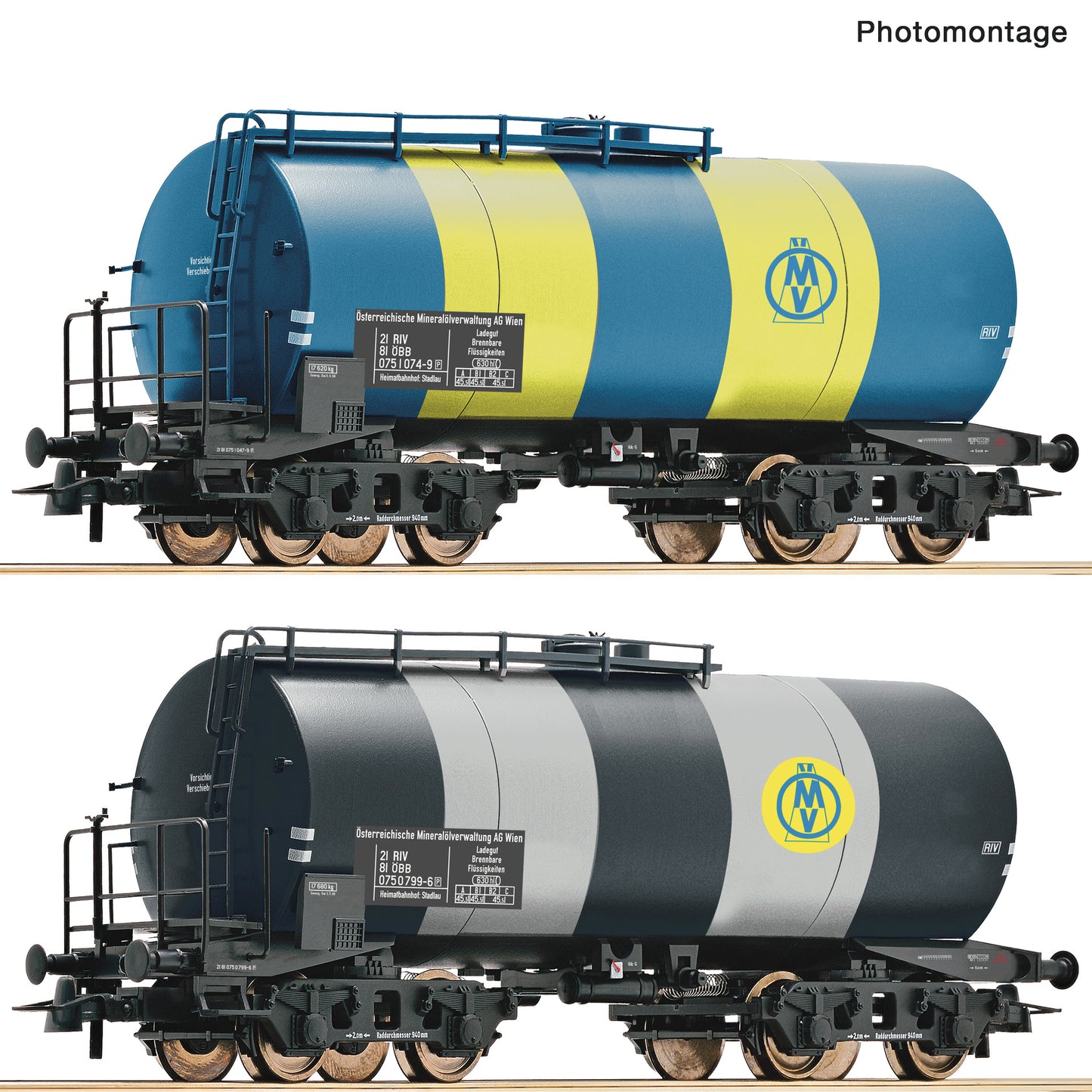 Roco OBB/OMV Bogie Tank Wagon Set (2) IV RC6600163 HO Gauge