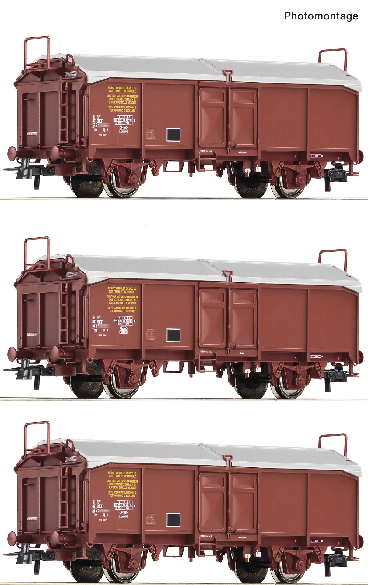 Roco SNCF Tms Sliding Roof Wagon Set (3) IV RC6600173 HO Gauge