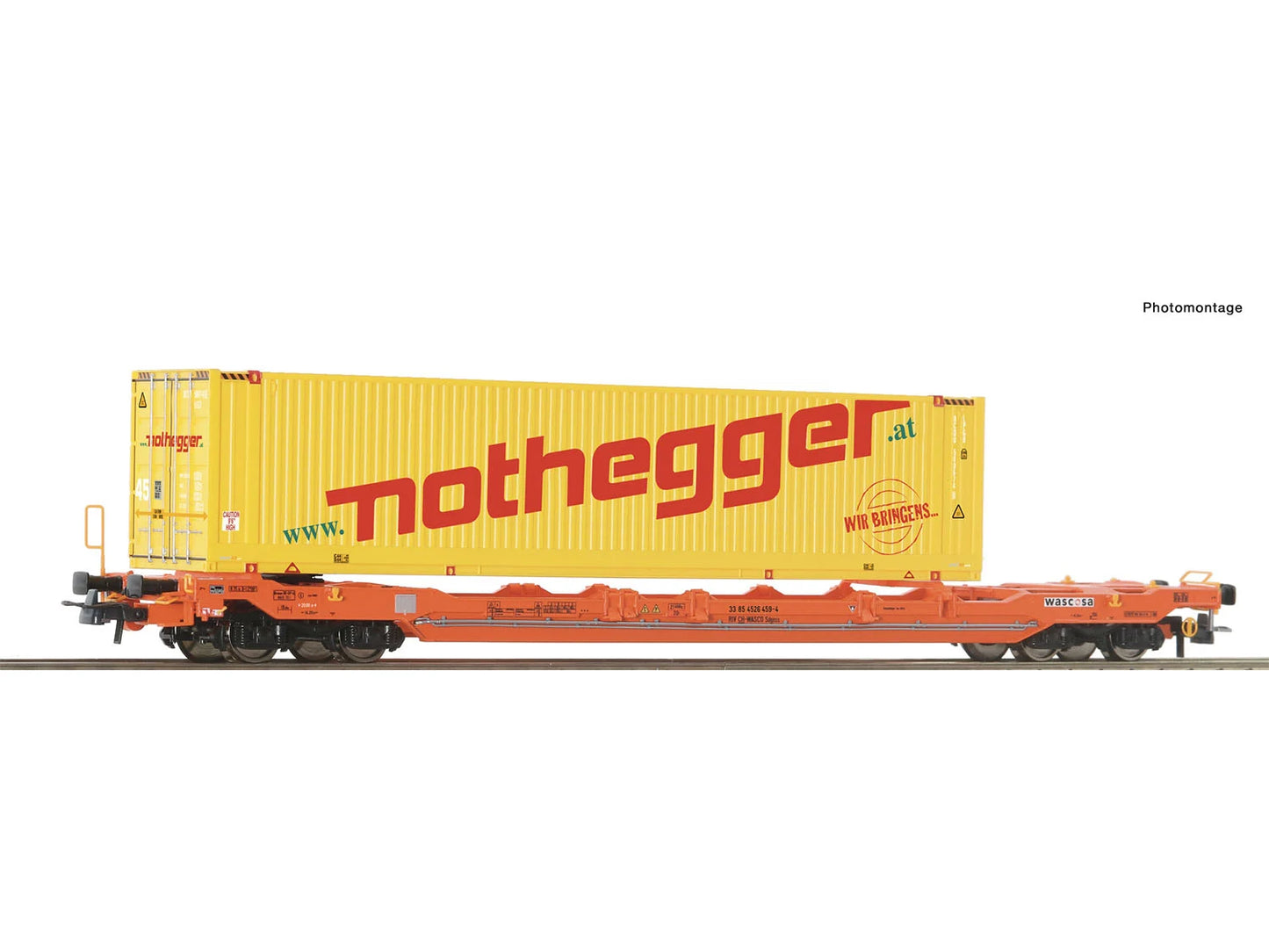 Roco 6600178 Wascosa T5 Pocket Wagon w/Nothegger Container Load VI HO Gauge
