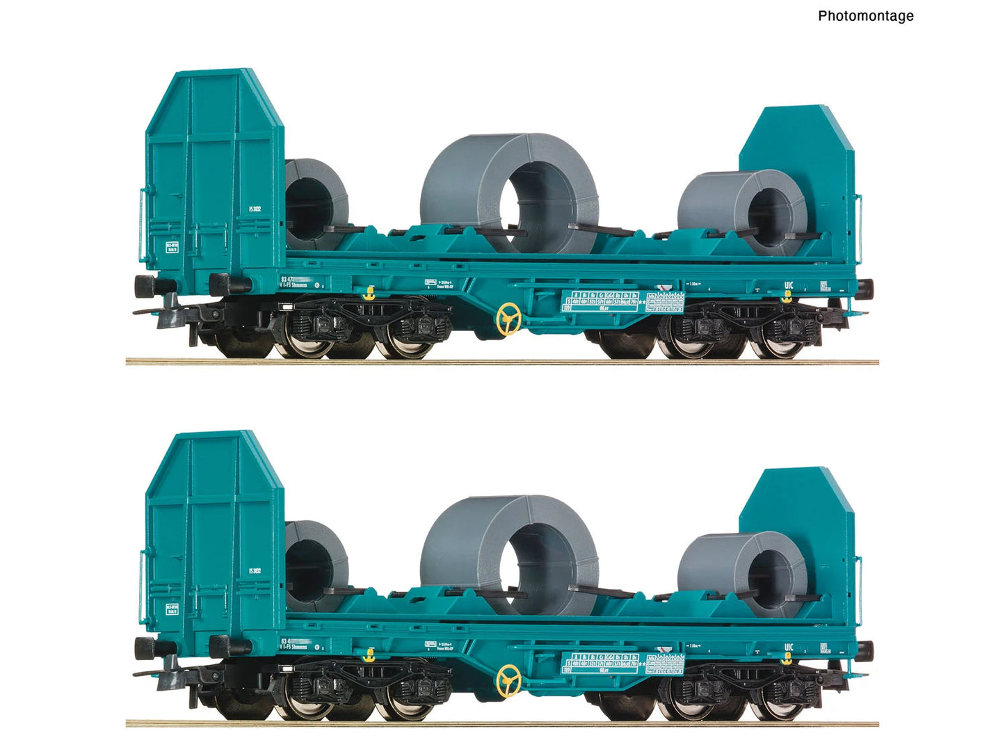 Roco 6600181 FS Shmms Coil Wagon w/Steel Coil Load Set (2) V HO Gauge