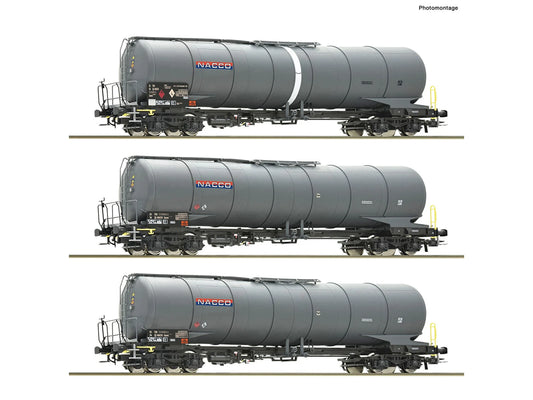 Roco 6600197 Nacco Zacns Bogie Tank Wagon Set (3) VI HO Gauge
