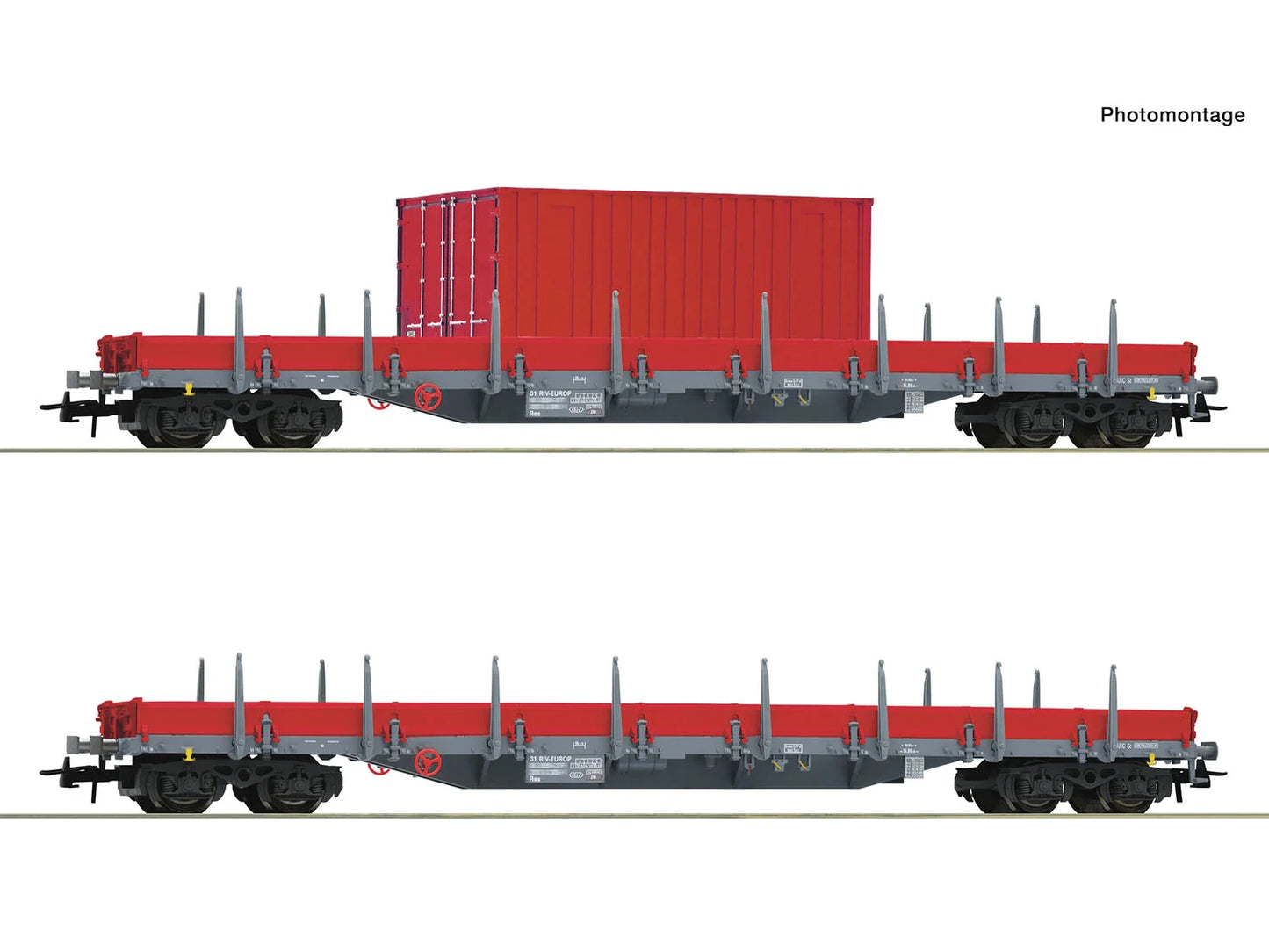 Roco 6600201 DBAG Res Match Wagons (2) for 6 Axle Crane VI HO Gauge