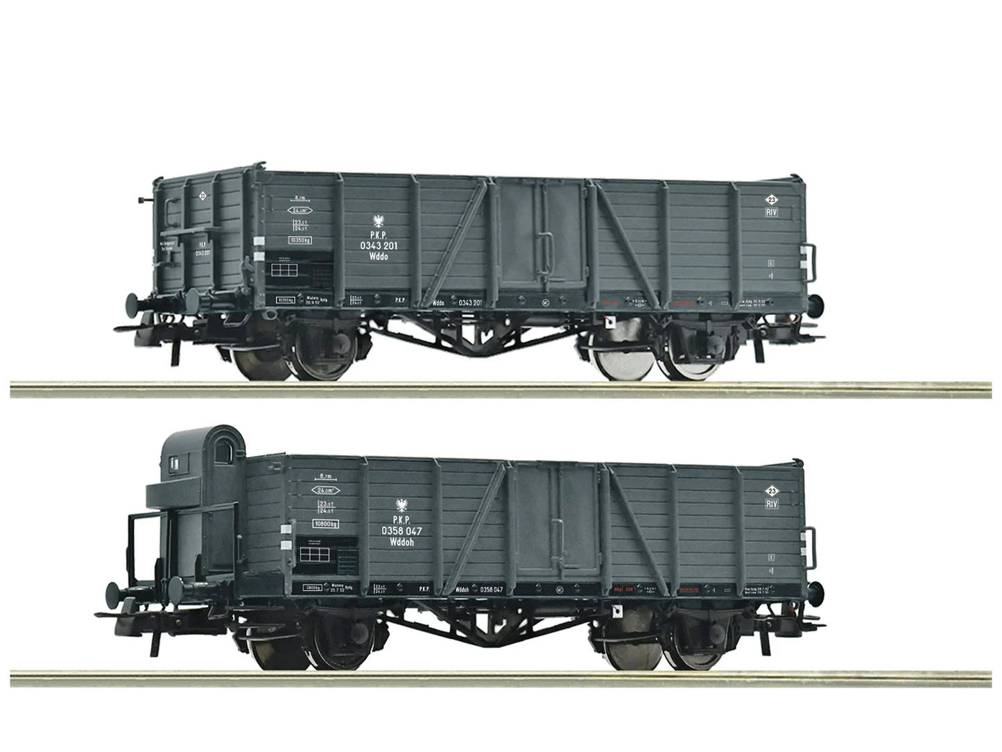 Roco 6600216 PKP Wddo/Wddoh Open Wagon Set (2) III HO Gauge