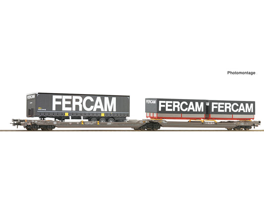 Roco 6600235 Hupac Sdggmrs738/T3000e Dbl Pocket Wagon w/Fercam Load VI HO Gauge