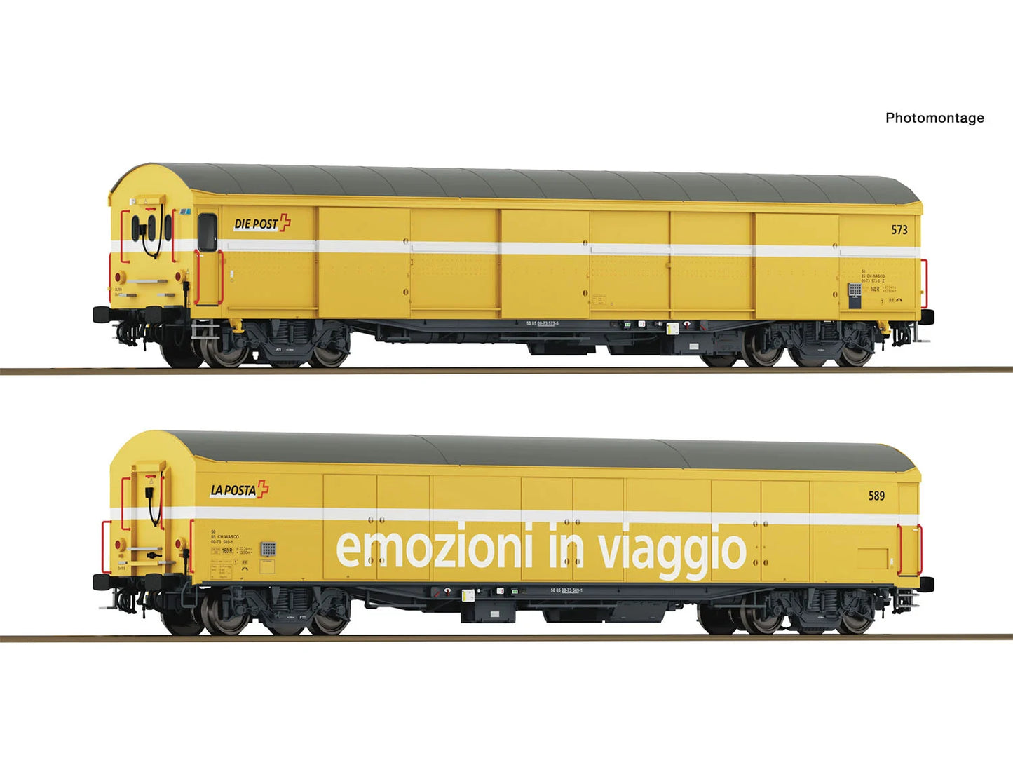 Roco 6600243 Wascosa Z-5 Parcel Mail Wagon Set (2) VI HO Gauge