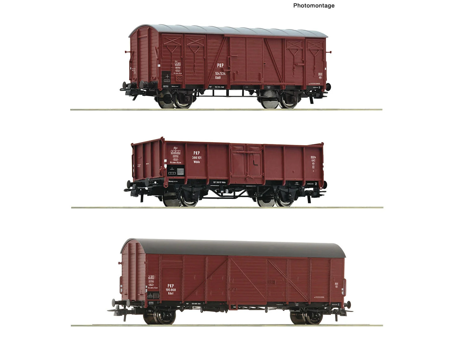 Roco 6600273 PKP Wddo/Kddt/KDst Wagon Set (3) III HO Gauge