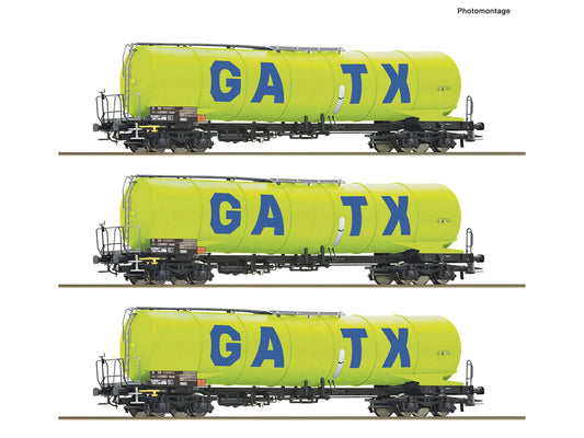 Roco 6600277 GATX Zacns Bogie Tank Wagon Set (3) VI HO Gauge