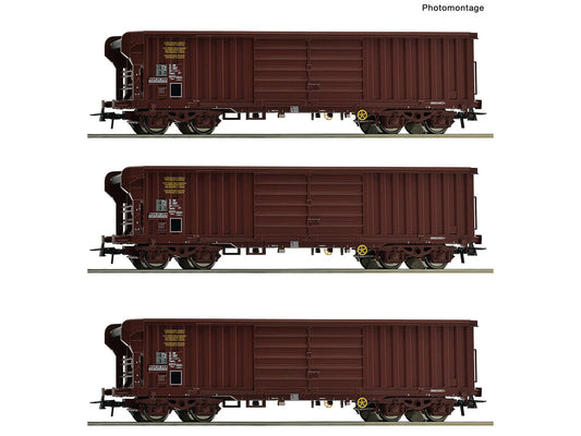 Roco 6600285 SNCF Taems Bogie Roll Roof Wagon Set (3) IV HO Gauge