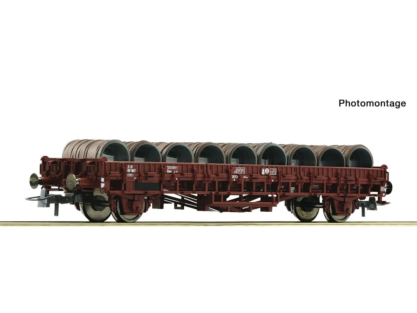 Roco 6600300 SNCF Klms Flat Wagon w/Pipe Load IV HO Gauge
