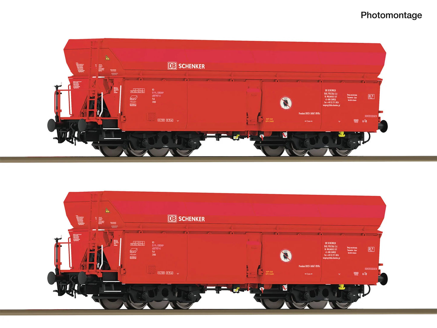 Roco 6600326 DB Schenker Fal Self Unloading Hopper Wagon Set (2) VI HO Gauge