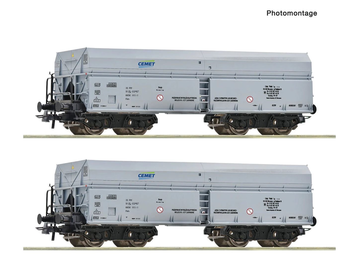 Roco 6600328 PKP Fals Self Unloading Hopper Wagon Set (2) V HO Gauge