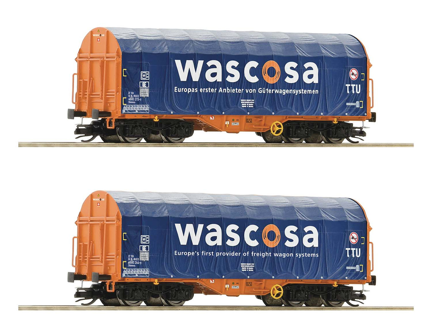 Roco Wascosa Shimmns Sliding Tarpaulin Wagon Set (2) VI RC6680006 TT Gauge