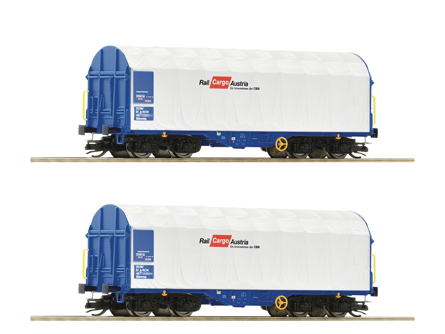 Roco Rail Cargo Austria Sliding Tarpaulin Wagon Set (2) VI RC6680007 TT Gauge
