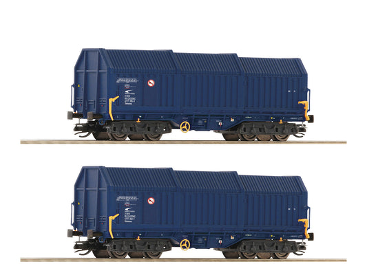 Roco ZSSK Cargo Shimmns Telescopic Hood Wagon Set (2) VI RC6680013 TT Gauge