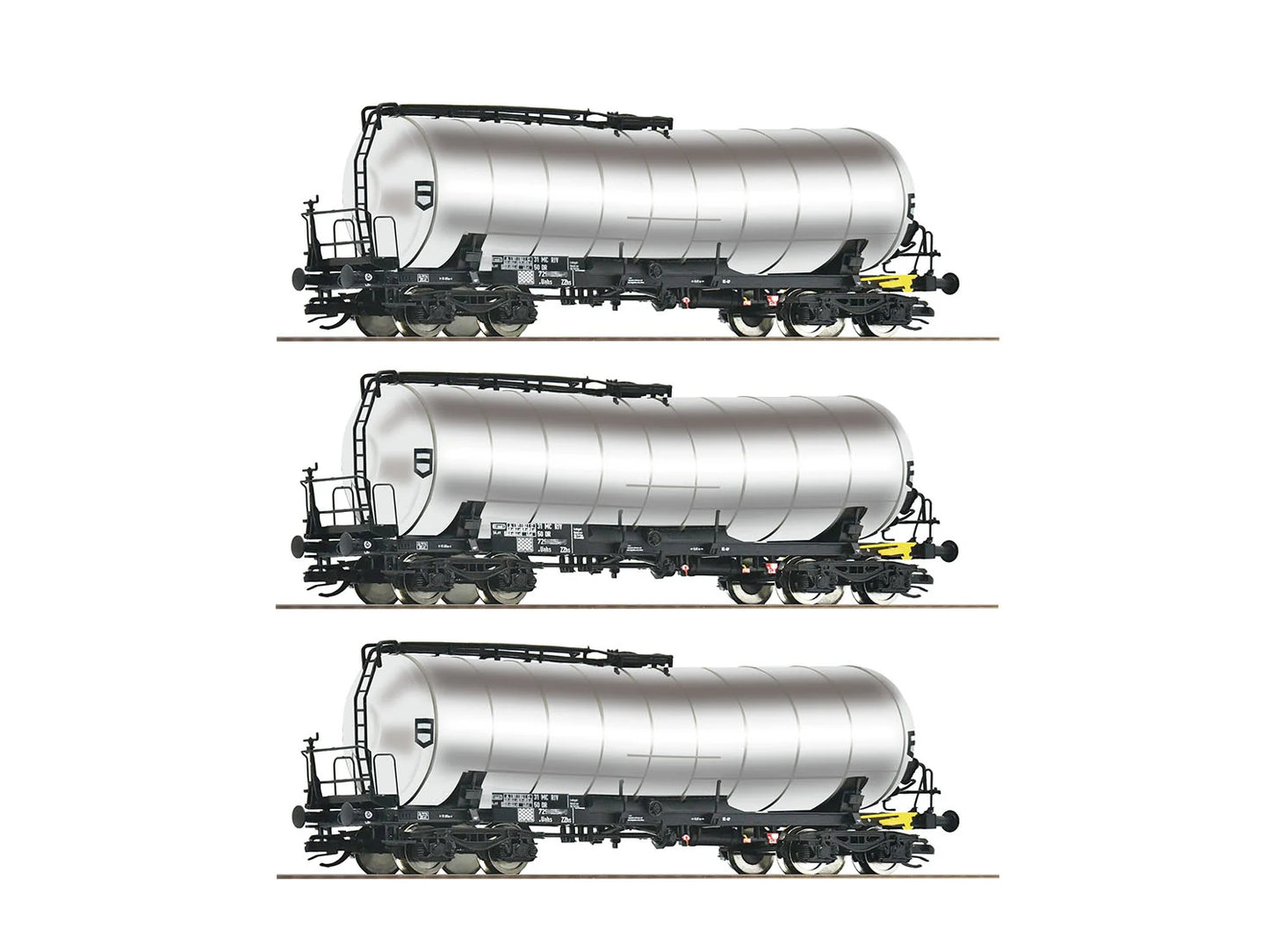 Roco DR ZZhs Bogie Chrome Tank Wagon Set (3) IV RC6680032 TT Gauge