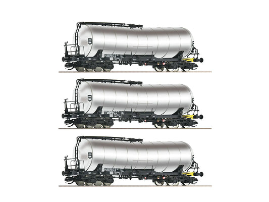 Roco DR ZZhs Bogie Chrome Tank Wagon Set (3) IV RC6680032 TT Gauge