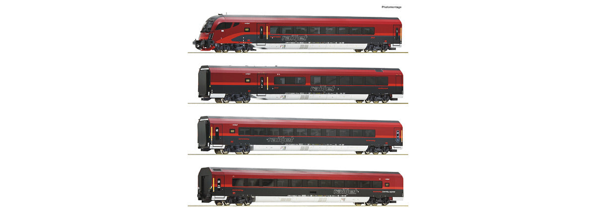 Obb Coach Roco OBB Railjet Coach Set (4) VI (DCC-Fitted) RC74038 HO Gauge ...