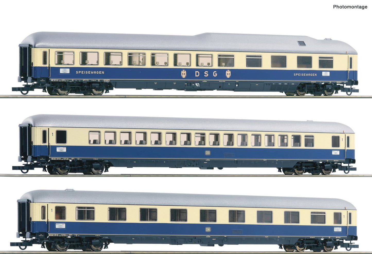 Roco 74049  DB F21 Rheinpfeil Coach Set 2 (3) III HO