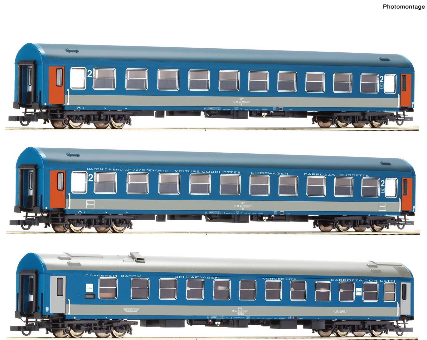 Roco 74188  MAV D374/375 Vindobona/Hungaria Coach Set (3) IV HO