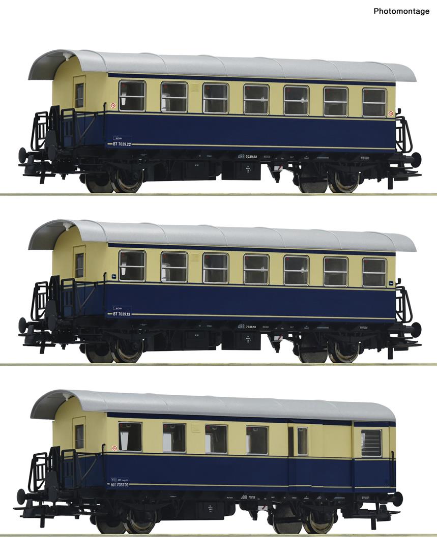 Roco 74192  OBB Ribbed Wagon Set (3) IV HO