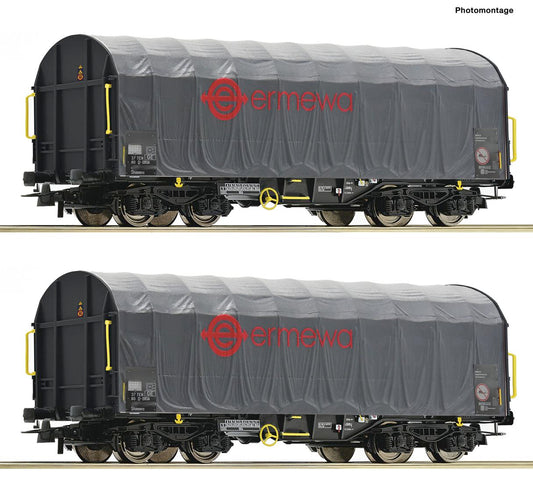 Roco 76039 Ermewa Shimmns Sliding Tarpaulin Wagon Set (2) VI HO