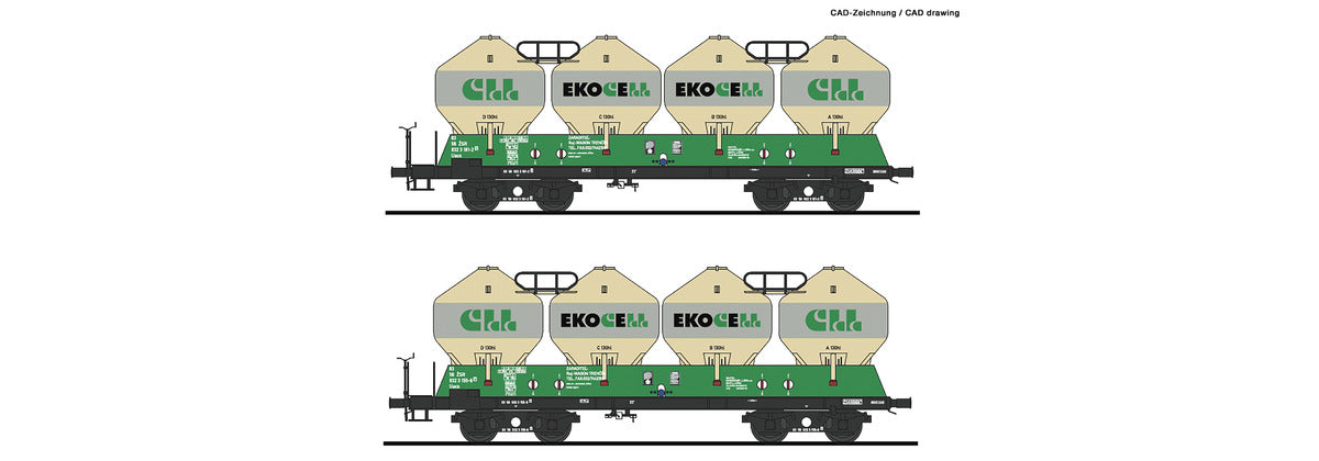 Roco ZSSK Uacs Bogie Silo Wagon Set (2) VI RC77006 HO Gauge