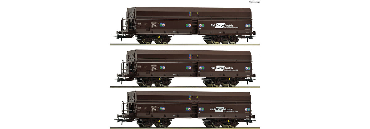 Roco OBB Fals Side Discharge Wagon Set (3) VI RC77019 HO Gauge