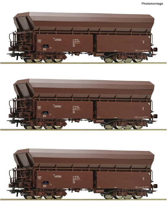 Roco 77037  PKP Cargo Self Unloading Hopper Wagon Set (3) VI HO