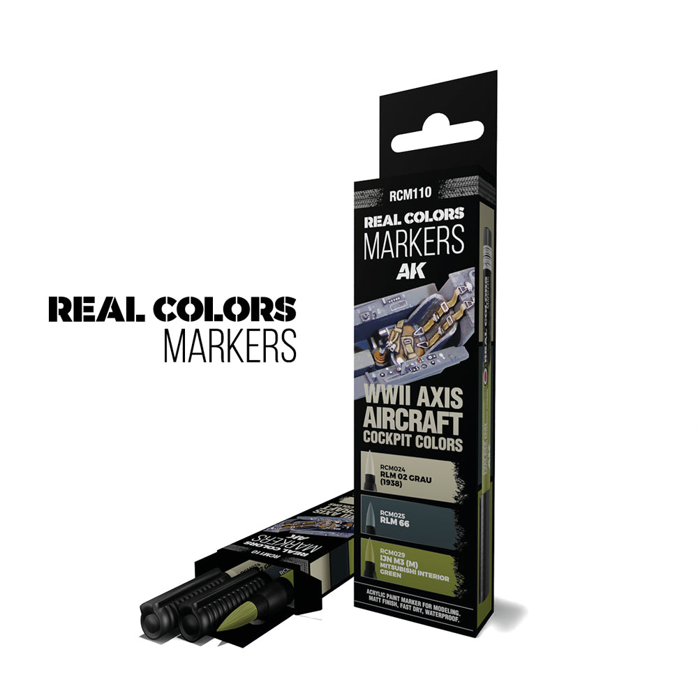 AK Interactive Real Colours Markers - WWII Axis Aircraft Cockpits - 3 Set RCM110