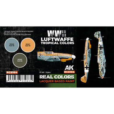 AK Interactive RCS104 WWII Luftwaffe Tropical Colours Lacquer-Based Paint Set