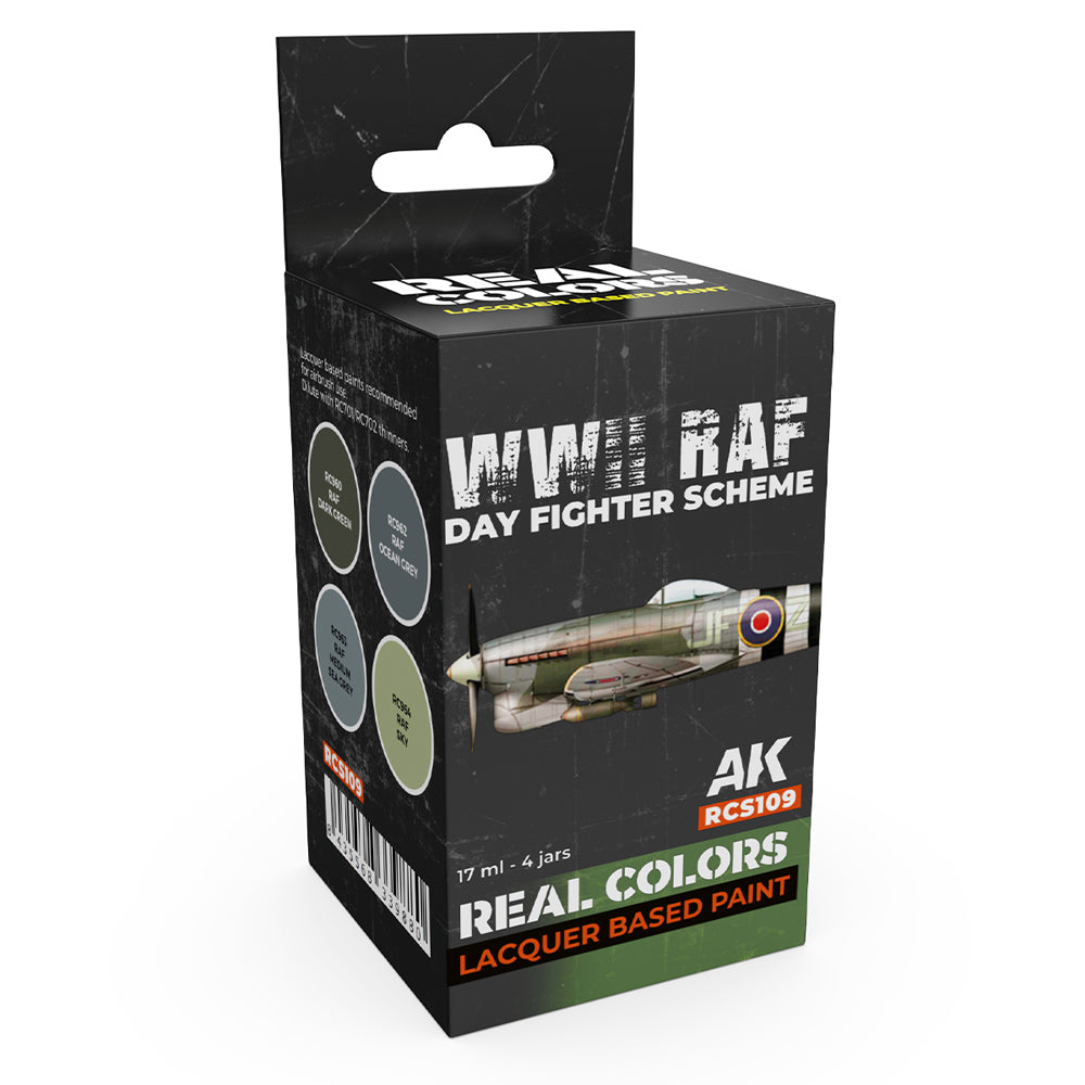 AK Interactive RCS109 WWII RAF Day Fighter Scheme Lacquer-Based Paint Set