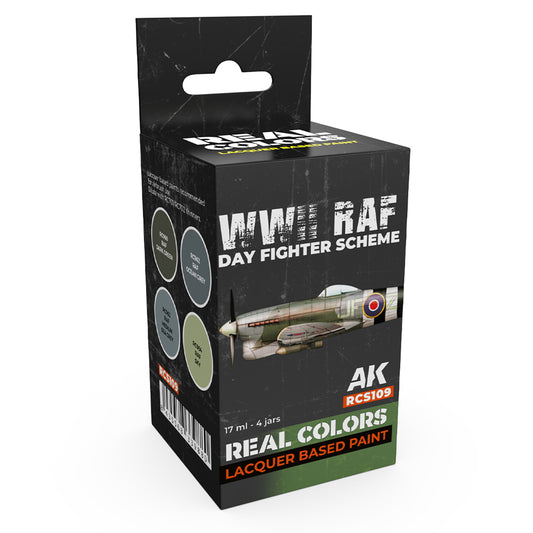 AK Interactive RCS109 WWII RAF Day Fighter Scheme Lacquer-Based Paint Set