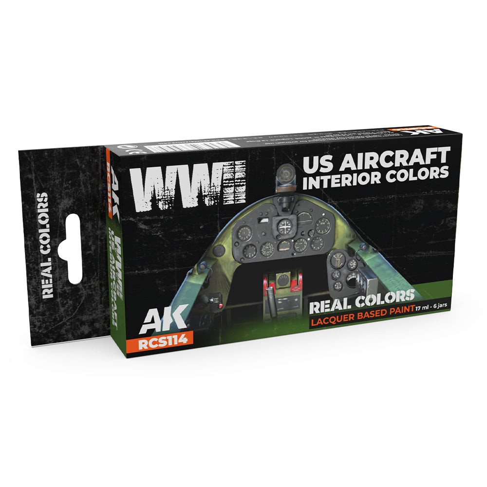 AK Interactive RCS114 WWII US Aircraft Interior Colours Lacquer-Based Paint Set