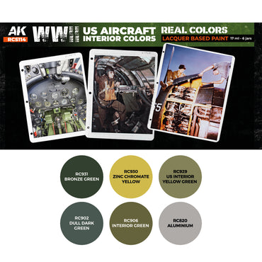 AK Interactive RCS114 WWII US Aircraft Interior Colours Lacquer-Based Paint Set