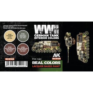 AK Interactive RCS126 WWII German Tank Interior Colours Lacquer-Based Paint Set