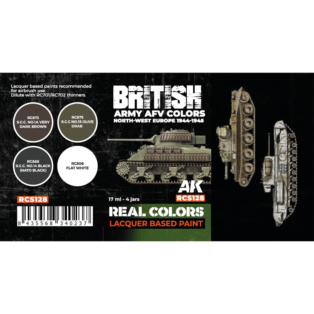 AK Interactive RCS128 British Army AFV Colours NW Europe 1944-1945 Paint Set