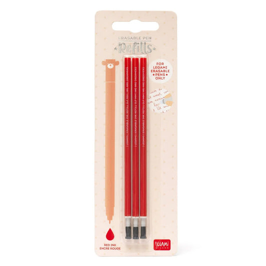 Legami Erasable Pen Refill - Red Ink - 3-Pack