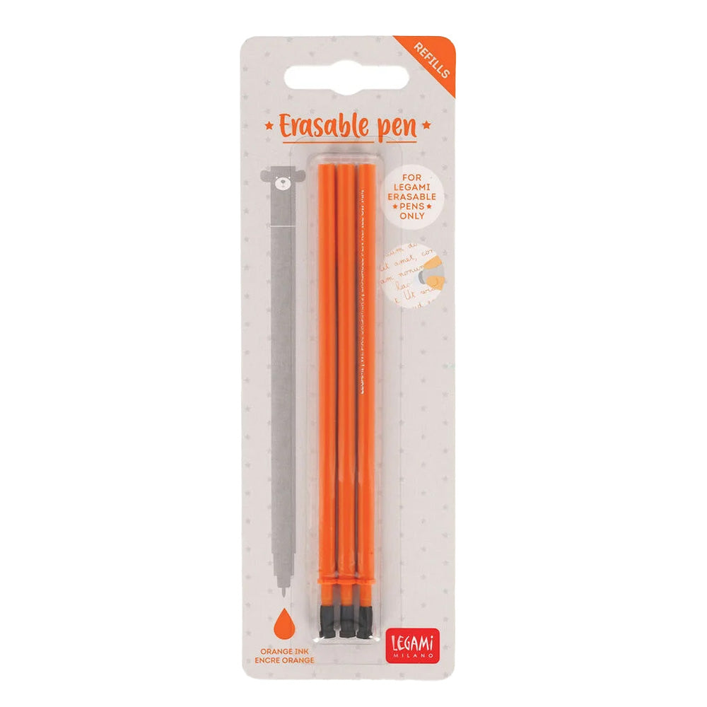 Legami Erasable Pen Refill - Orange Ink - 3-Pack