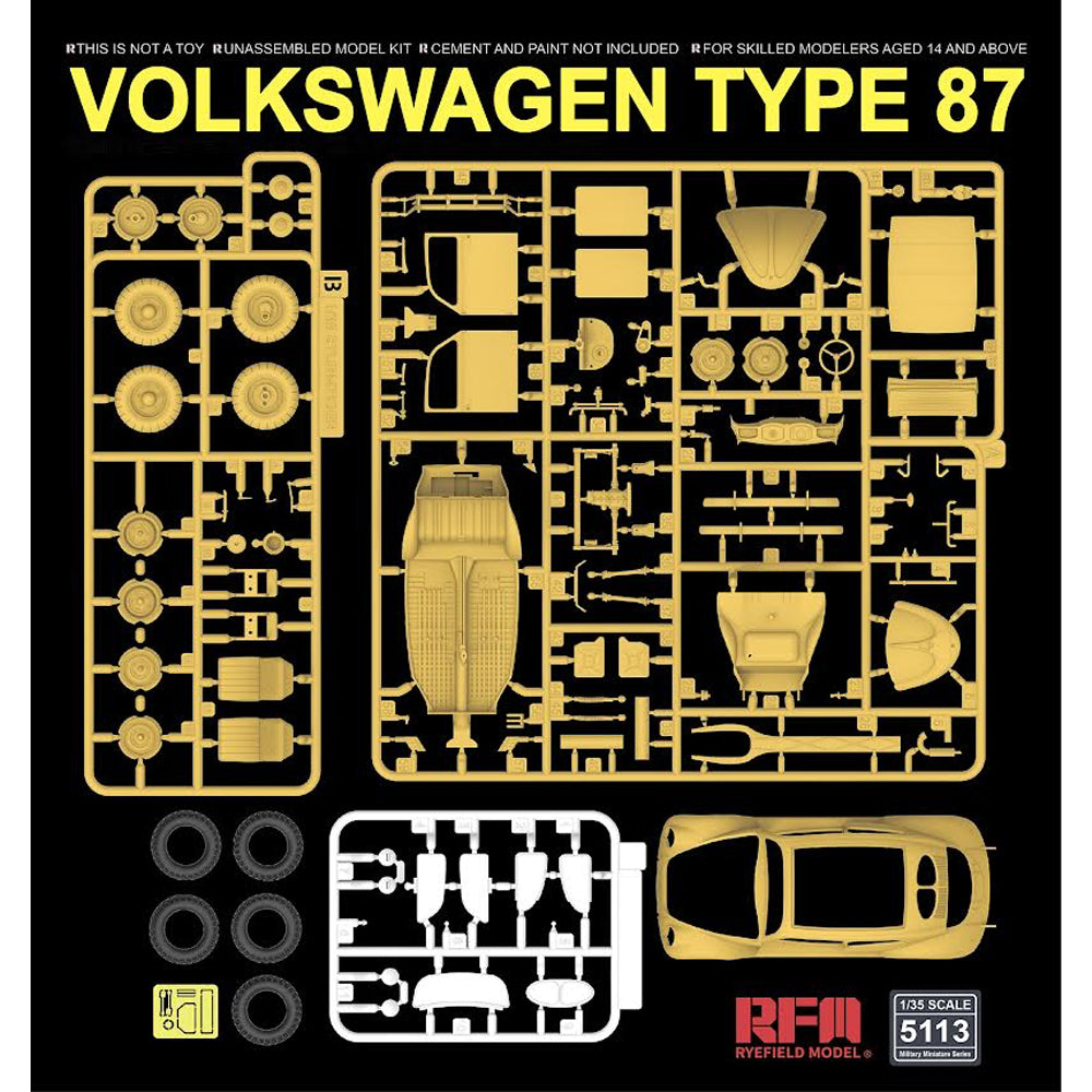 Ryefield Models 5113 Volkswagen Type 87 w/Full Interior 1:35 Model Kit
