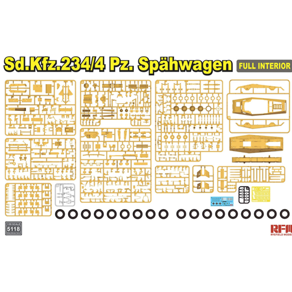Ryefield Models 5118 Sd.Kfz.234/4 Pz. Spahwagen w/Full Interior 1:35 Model Kit