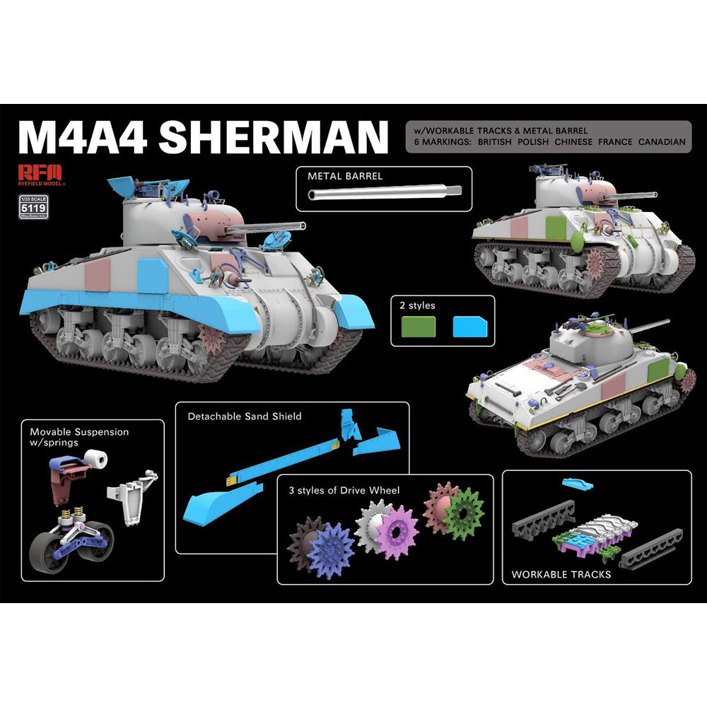 Ryefield 5119 M4A4 Sherman Tank 1:35 Model Kit