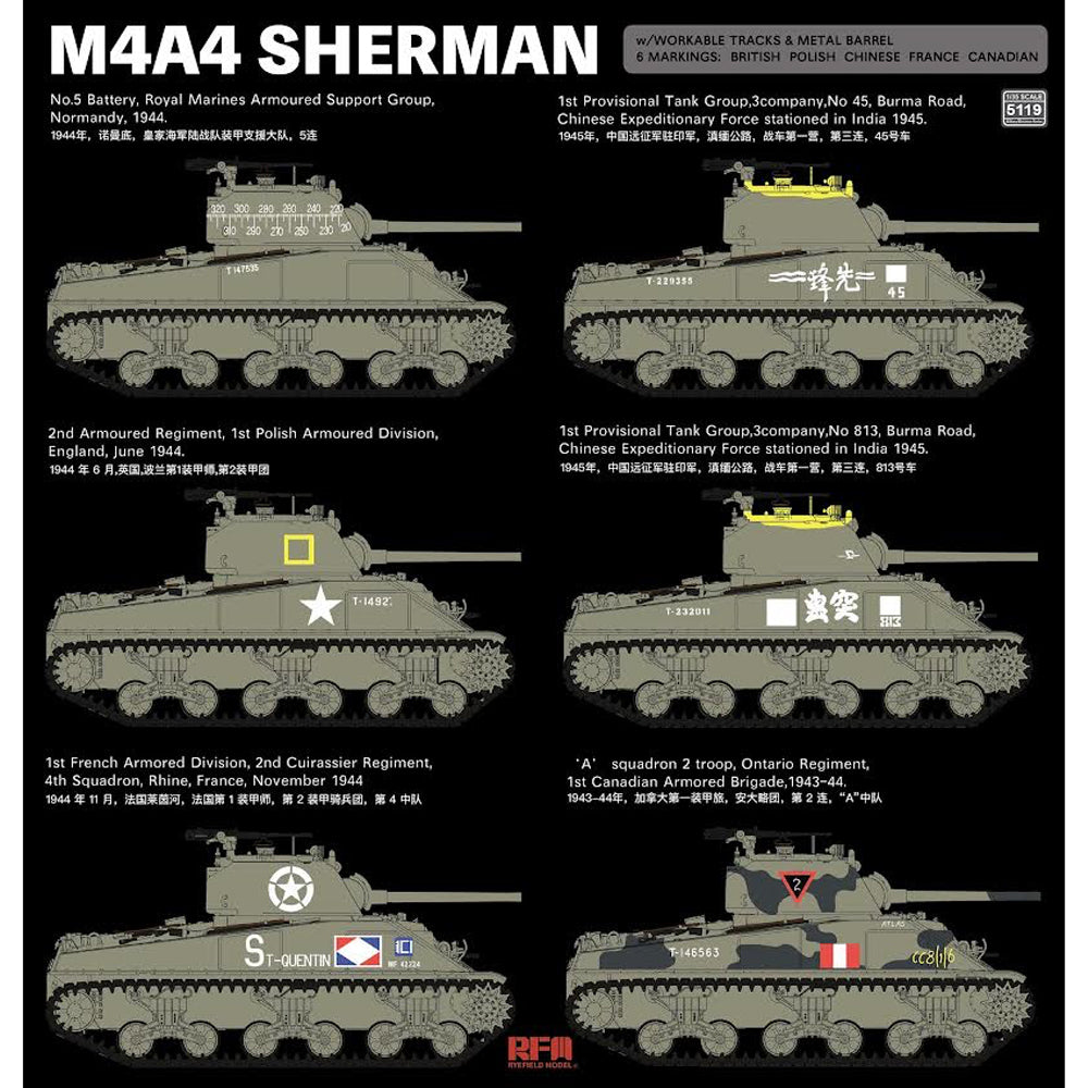 Ryefield 5119 M4A4 Sherman Tank 1:35 Model Kit