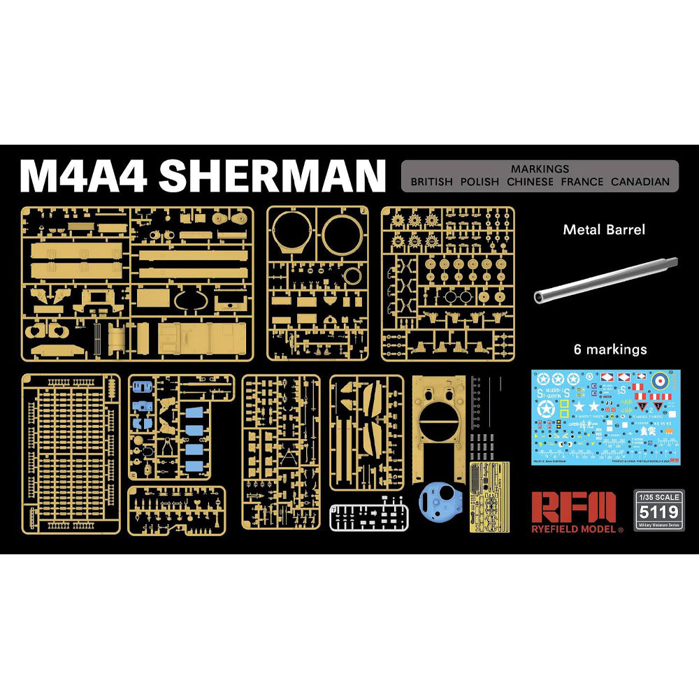 Ryefield 5119 M4A4 Sherman Tank 1:35 Model Kit
