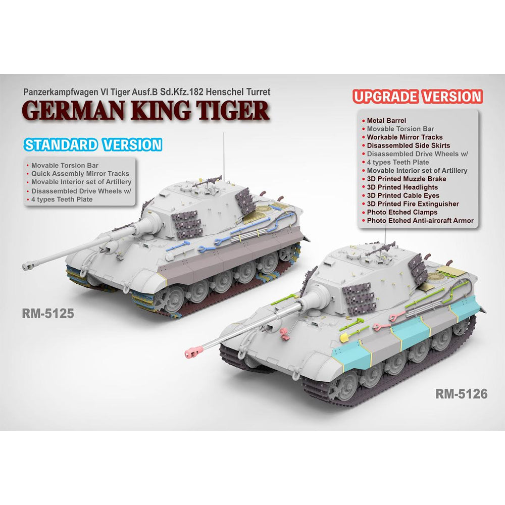 Ryefield 5125 Sd.Kfz.182 Ausf.B King Tiger (Henschel) Upgrade V. 1