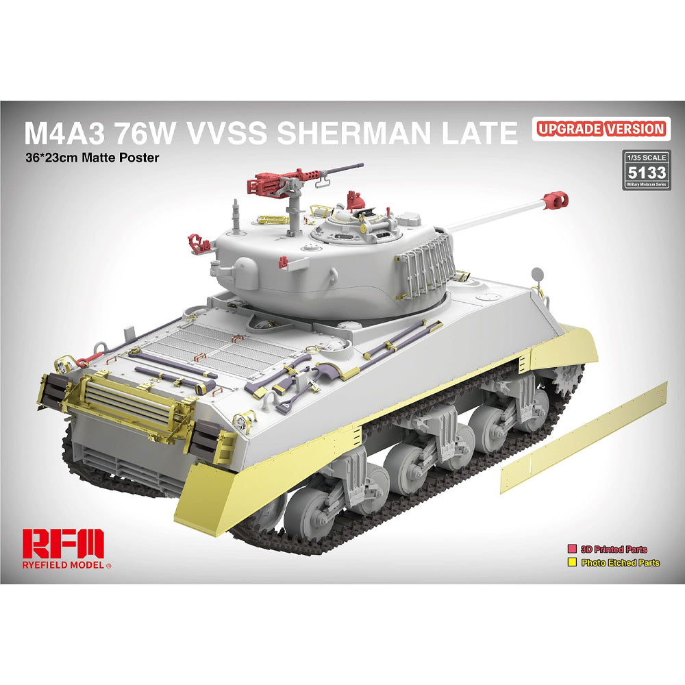 Ryefield Models 5133 M4A3 76W VVSS Sherman Late (Upgrade) 1:35 Model Kit