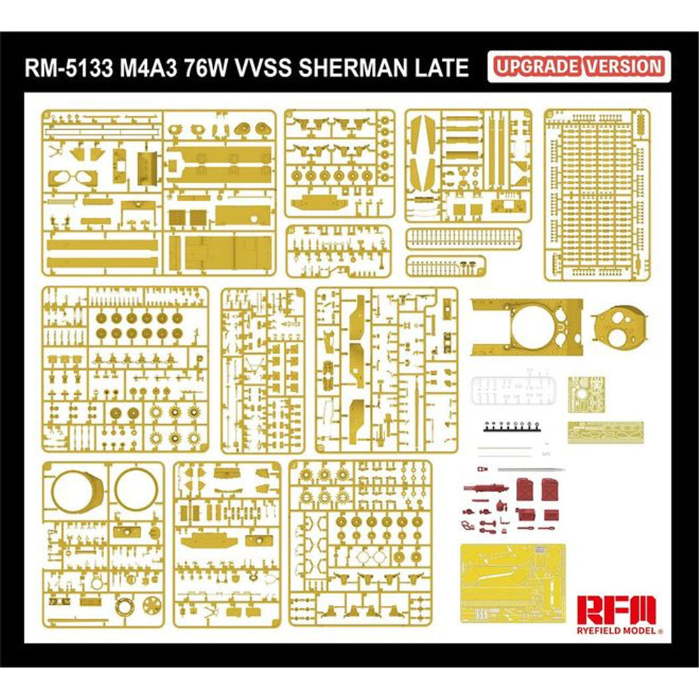 Ryefield Models 5133 M4A3 76W VVSS Sherman Late (Upgrade) 1:35 Model Kit