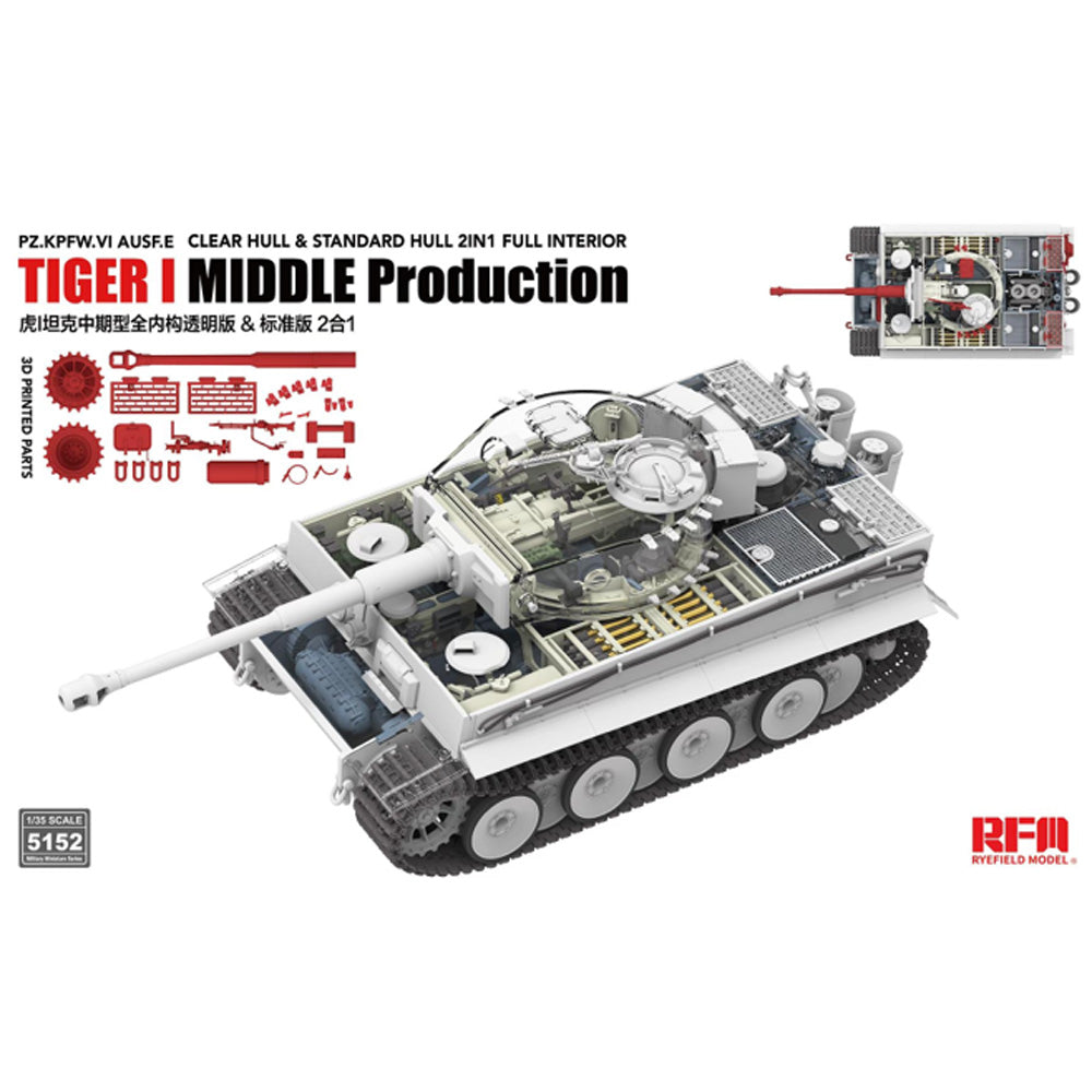 Ryefield Models 5152 Pz.Kpfw.VI Ausf.E Tiger I Middle Production 1:35 Model Kit