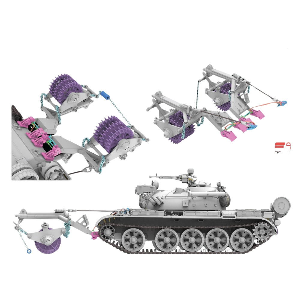 Ryefield 5163 T-55A Model 1981 with KMT-5M Mine Roller Tank 1:35 Model Kit