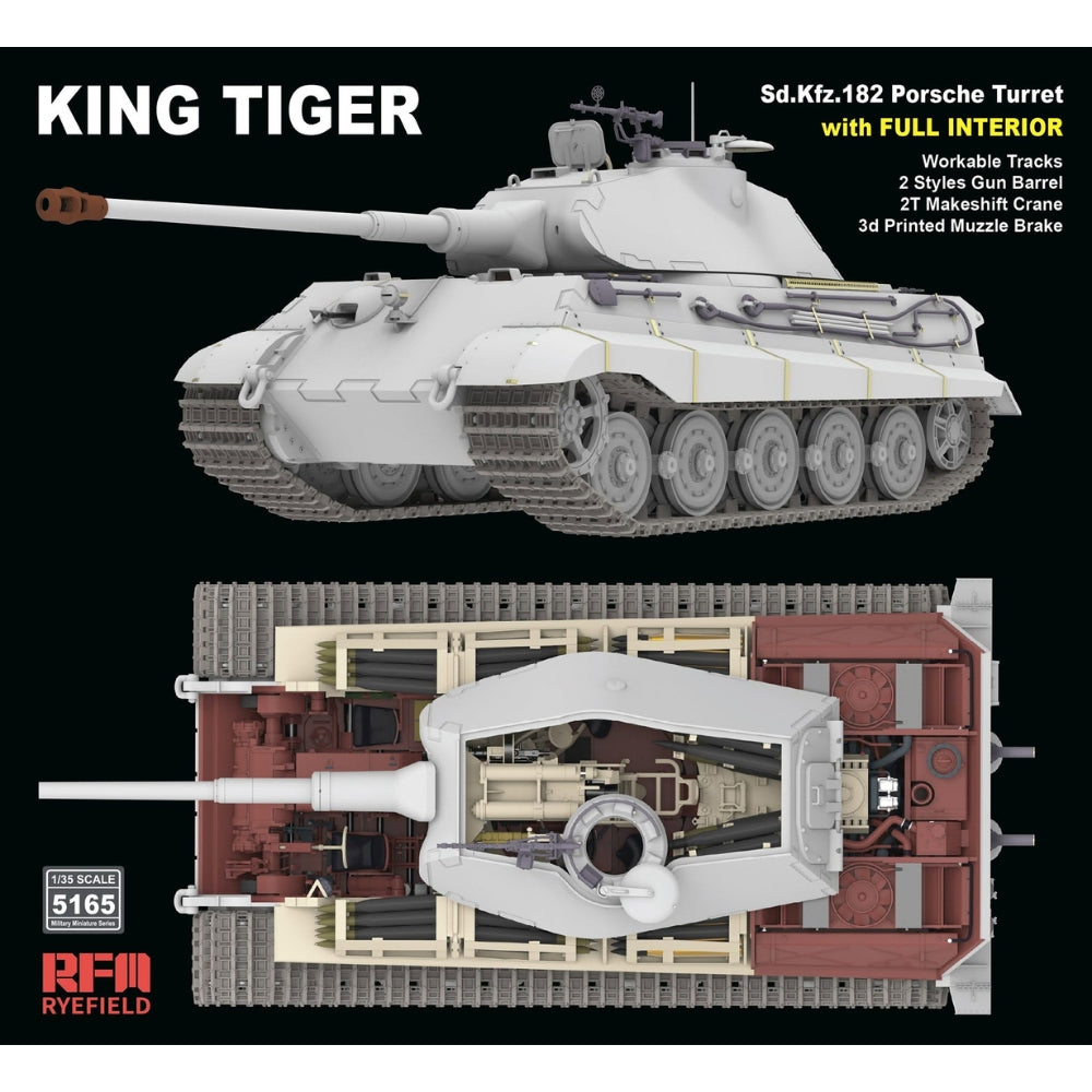 Ryefield 5165 Sd.Kfz.182 KING TIGER Porsche Turret Full Interior 1:35 Model Kit