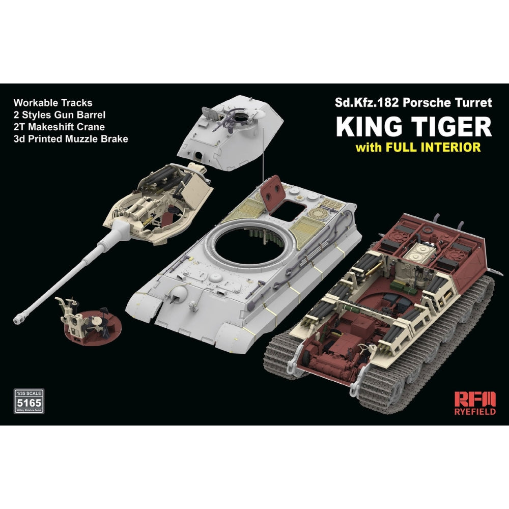Ryefield 5165 Sd.Kfz.182 KING TIGER Porsche Turret Full Interior 1:35 Model Kit